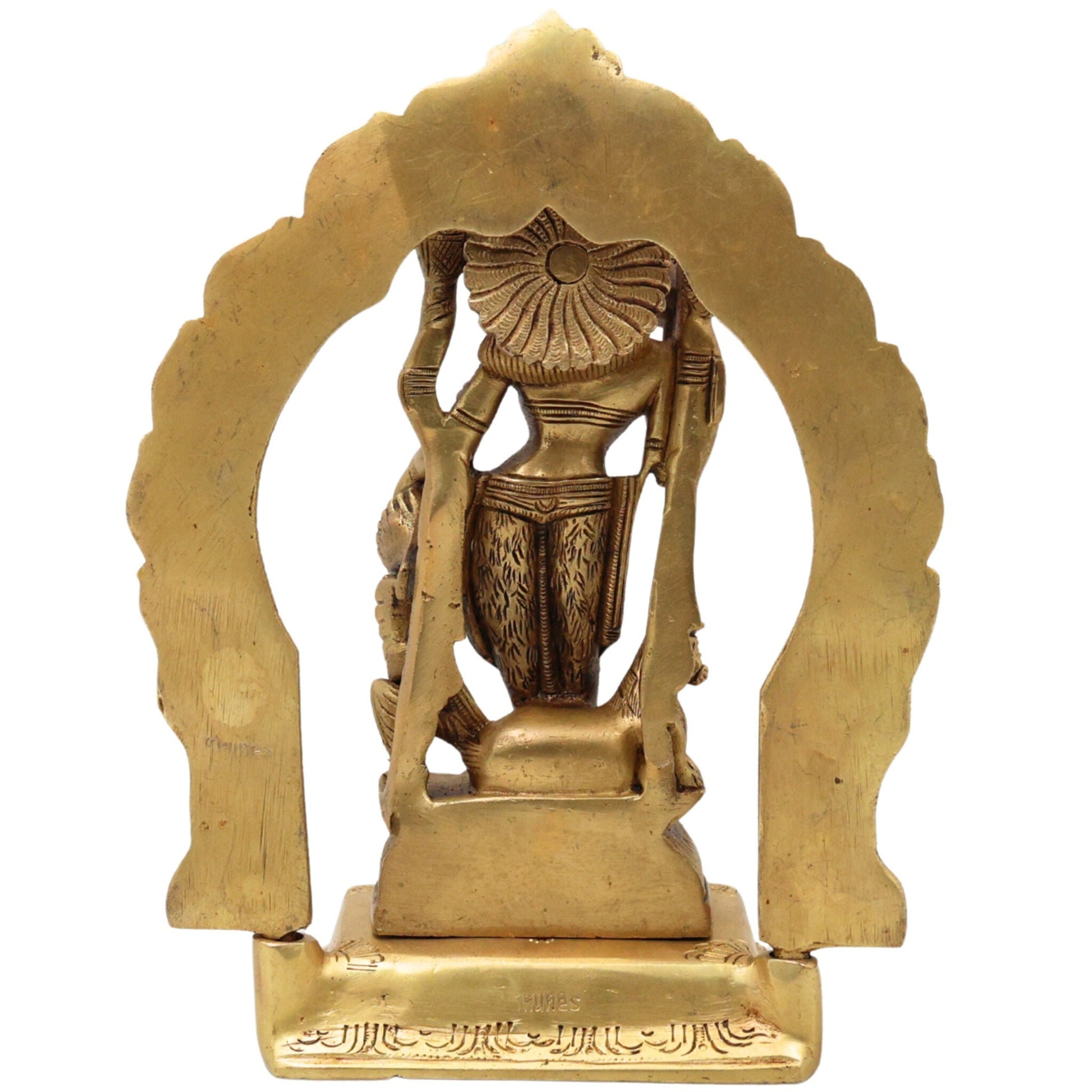 Brass Durga Maa Idol | Sherawali Mata Statue | Handmade Devi Murti with Prabhavali & Base | Mahishasura Mardini Jagdamba Shakti Sculpture for Home Temple & Puja Decor,Gold, 8 Inch, 1 Piece