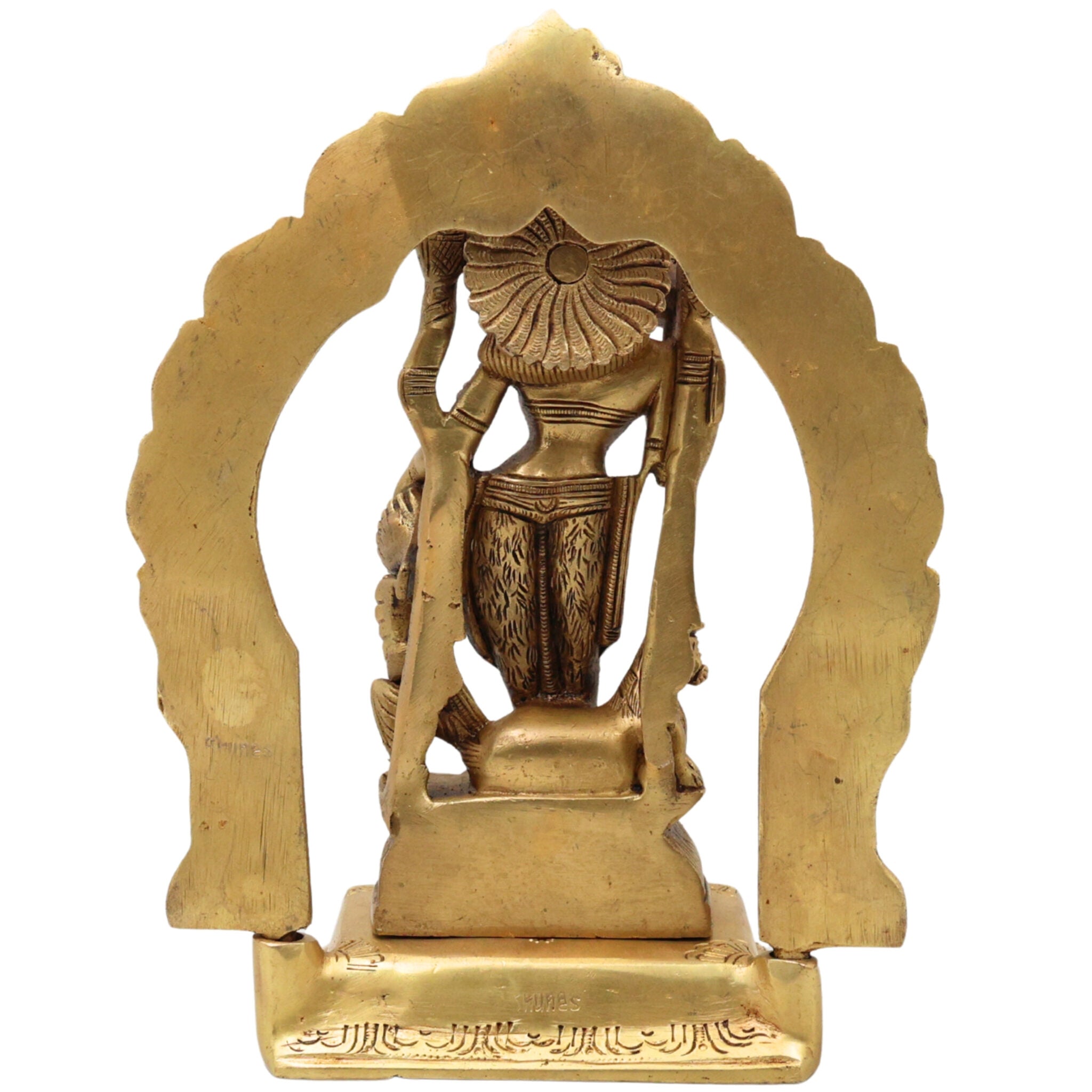 Brass Durga Maa Idol | Sherawali Mata Statue | Handmade Devi Murti with Prabhavali & Base | Mahishasura Mardini Jagdamba Shakti Sculpture for Home Temple & Puja Decor,Gold, 8 Inch, 1 Piece