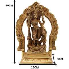 Brass Durga Maa Idol | Sherawali Mata Statue | Handmade Devi Murti with Prabhavali & Base | Mahishasura Mardini Jagdamba Shakti Sculpture for Home Temple & Puja Decor,Gold, 8 Inch, 1 Piece