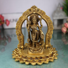 Handcrafted Brass Durga Devi Idol with Prabhavali – Mahishasura Mardini | Shakti | Chamundeshwari | Antique Finish for Pooja, Home Temple & Decor,Gold, 8 Inch, 1 Piece