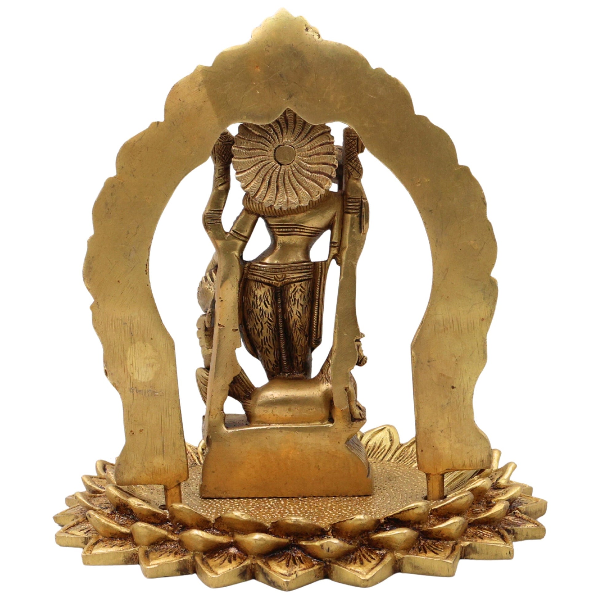 Handcrafted Brass Durga Devi Idol with Prabhavali – Mahishasura Mardini | Shakti | Chamundeshwari | Antique Finish for Pooja, Home Temple & Decor,Gold, 8 Inch, 1 Piece