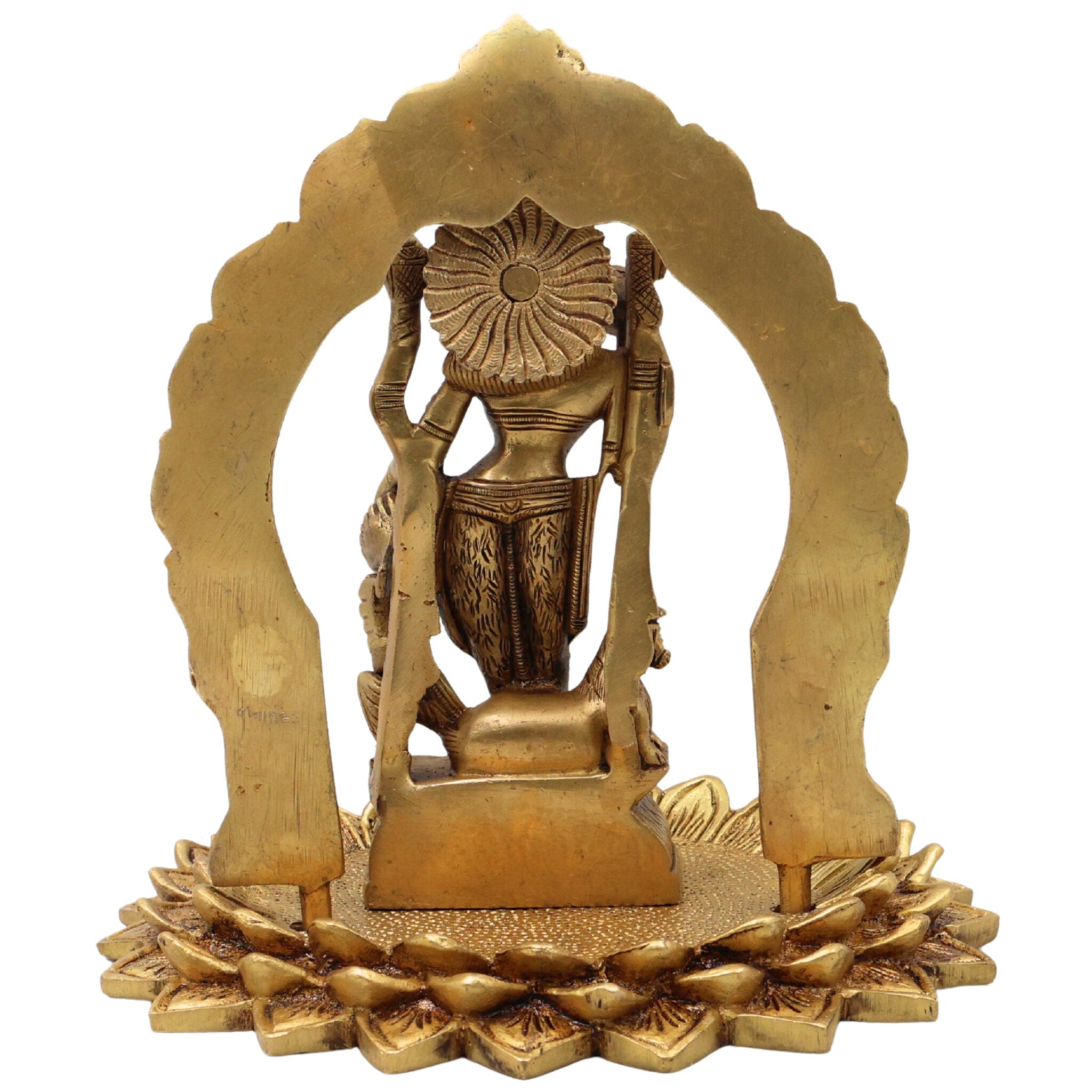 Handcrafted Brass Durga Devi Idol with Prabhavali – Mahishasura Mardini | Shakti | Chamundeshwari | Antique Finish for Pooja, Home Temple & Decor,Gold, 8 Inch, 1 Piece