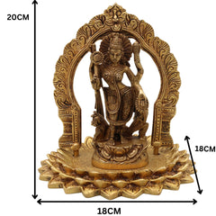 Handcrafted Brass Durga Devi Idol with Prabhavali – Mahishasura Mardini | Shakti | Chamundeshwari | Antique Finish for Pooja, Home Temple & Decor,Gold, 8 Inch, 1 Piece