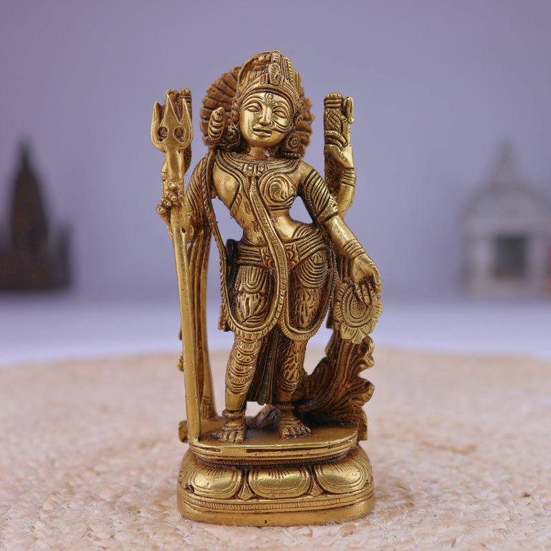 Brass Ardhanarishvara Idol, Divine Shiv Parvati Statue, Lord Shiva Parvati Murti, Ardhanarishwar Sculpture, Spiritual Decor, Gold, 6 Inch, 1 Piece