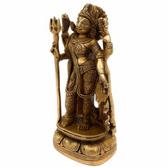 Brass Ardhanarishvara Idol, Divine Shiv Parvati Statue, Lord Shiva Parvati Murti, Ardhanarishwar Sculpture, Spiritual Decor, Gold, 6 Inch, 1 Piece