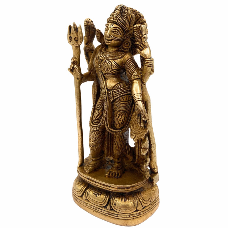 Brass Ardhanarishvara Idol, Divine Shiv Parvati Statue, Lord Shiva Parvati Murti, Ardhanarishwar Sculpture, Spiritual Decor, Gold, 6 Inch, 1 Piece