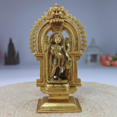 Brass Ardhanarishvara Idol, Divine Ardhnarishwar Statue, Shiv Parvati Murti, Lord Shiva Parvathi Silai, Ardhanarishvara with Prabhavali, Gold, 11.5 Inch, 1 Piece