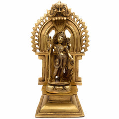 Brass Ardhanarishvara Idol, Divine Ardhnarishwar Statue, Shiv Parvati Murti, Lord Shiva Parvathi Silai, Ardhanarishvara with Prabhavali, Gold, 11.5 Inch, 1 Piece