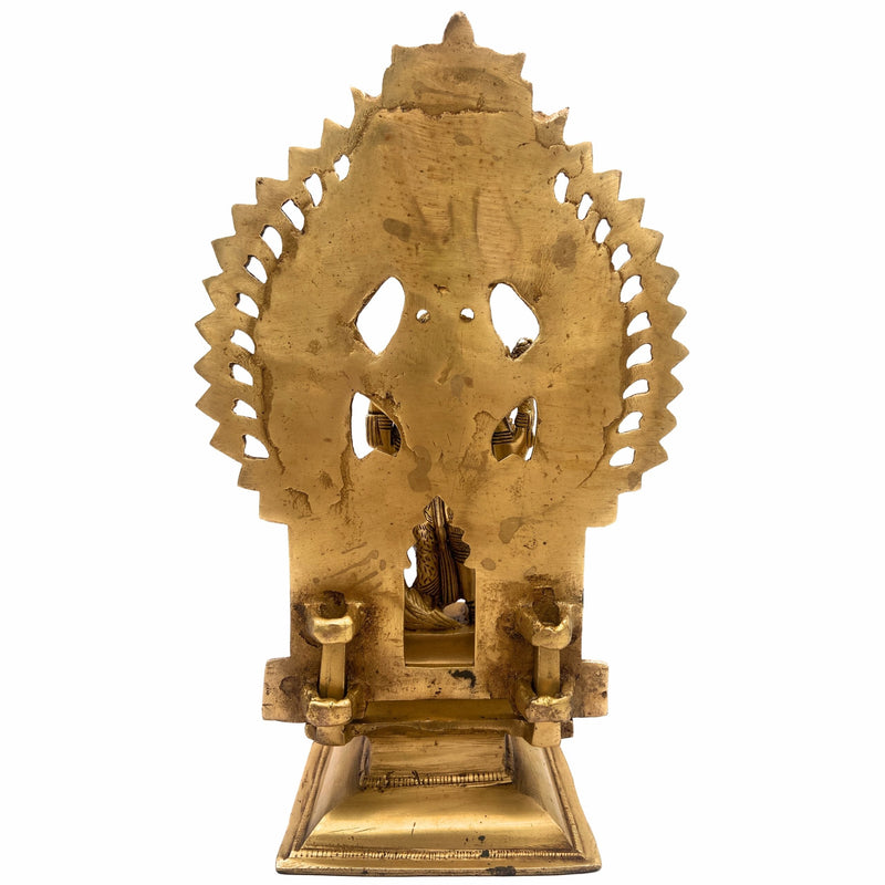 Brass Ardhanarishvara Idol, Divine Ardhnarishwar Statue, Shiv Parvati Murti, Lord Shiva Parvathi Silai, Ardhanarishvara with Prabhavali, Gold, 11.5 Inch, 1 Piece