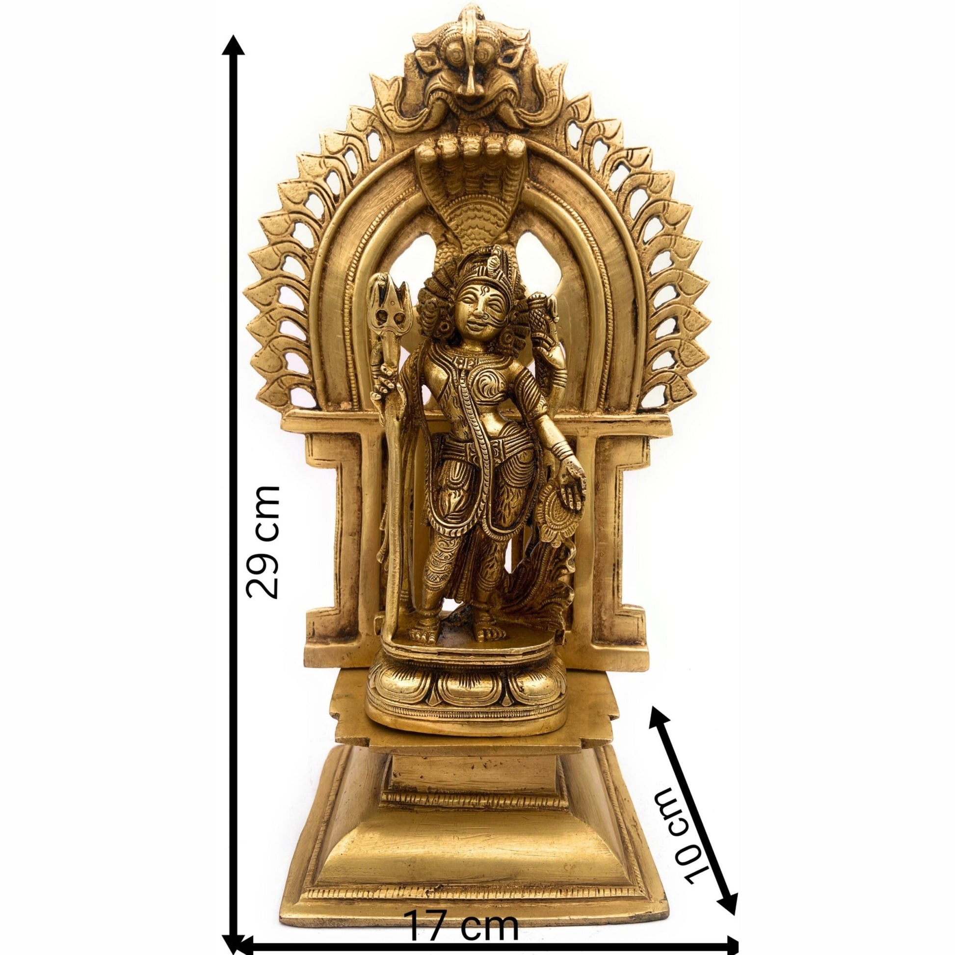 Brass Ardhanarishvara Idol, Divine Ardhnarishwar Statue, Shiv Parvati Murti, Lord Shiva Parvathi Silai, Ardhanarishvara with Prabhavali, Gold, 11.5 Inch, 1 Piece
