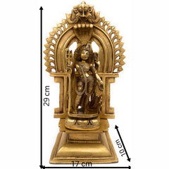 Brass Ardhanarishvara Idol, Divine Ardhnarishwar Statue, Shiv Parvati Murti, Lord Shiva Parvathi Silai, Ardhanarishvara with Prabhavali, Gold, 11.5 Inch, 1 Piece