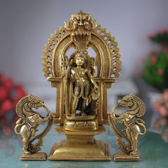 Brass Ardhanarishvara Idols With Two Yali And Prabhavali, Ardhnarishwar Statue, Ardhnari, Shiv Parvathi Murti, Lord Shiva And Parwathi Silai, Ardhanarishvara With Prabhavali,Gold, 11.5 Inch, 1 Piece