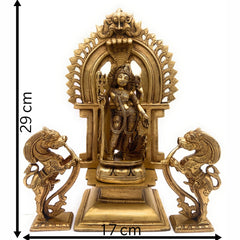 Brass Ardhanarishvara Idols With Two Yali And Prabhavali, Ardhnarishwar Statue, Ardhnari, Shiv Parvathi Murti, Lord Shiva And Parwathi Silai, Ardhanarishvara With Prabhavali,Gold, 11.5 Inch, 1 Piece