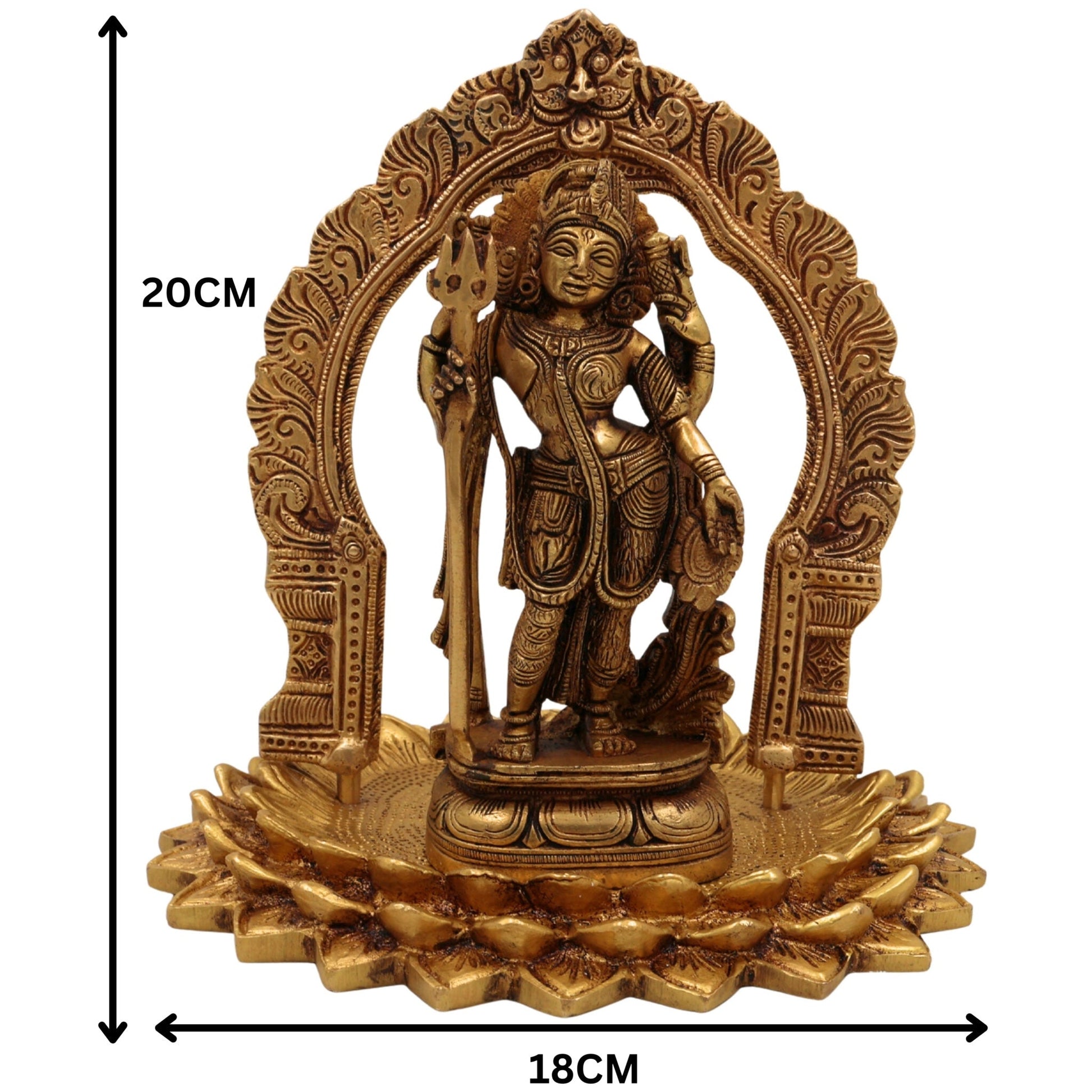 Brass Ardhanarishvara Statue on Lotus Chowki with Prabhavali, Divine Shiv Parvati Murti, Perfect Home Decor & Pooja Idol, Gold, 8 Inch, 1 Piece