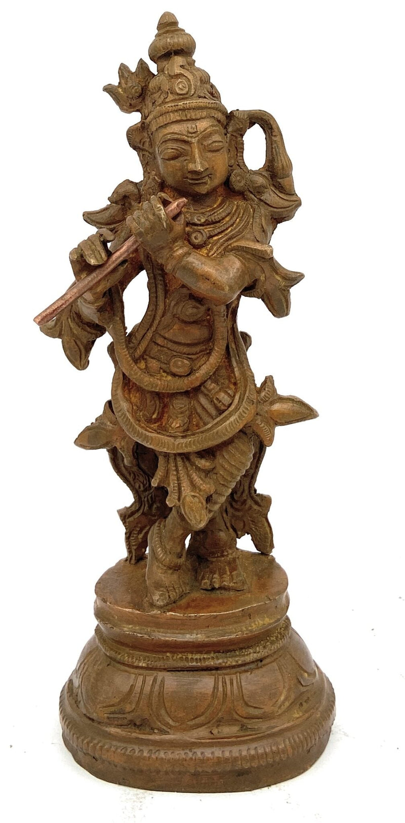 Handcrafted Bronze Panchaloha Lord Krishna Idol – Chola Art Gopal, Govinda, Kanhaiya, Kanha, Banke Bihari, Bal Gopal, Venu Gopal Temple Statue for Home & Pooja,Brown, 6 Inch, 1 Piece