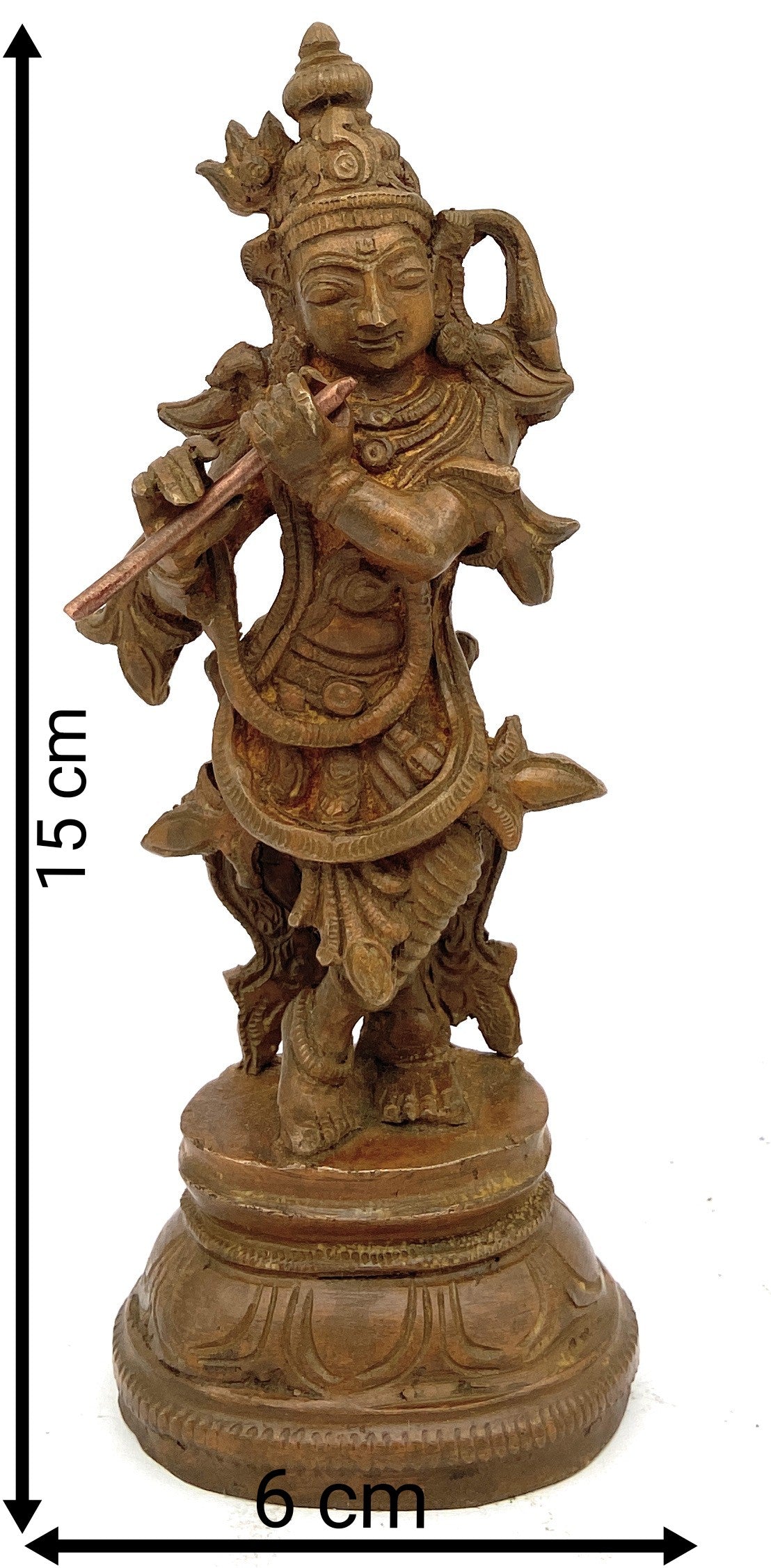 Handcrafted Bronze Panchaloha Lord Krishna Idol – Chola Art Gopal, Govinda, Kanhaiya, Kanha, Banke Bihari, Bal Gopal, Venu Gopal Temple Statue for Home & Pooja,Brown, 6 Inch, 1 Piece