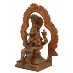 Handcrafted Bronze Panchaloha Lakshmi Narasimha Swamy Idol – Yoga Narasimha, Ugra Narasimha, Sri Narasimha Murti for Temple & Home Decor,Brown, 7.5 Inch, 1 Piece