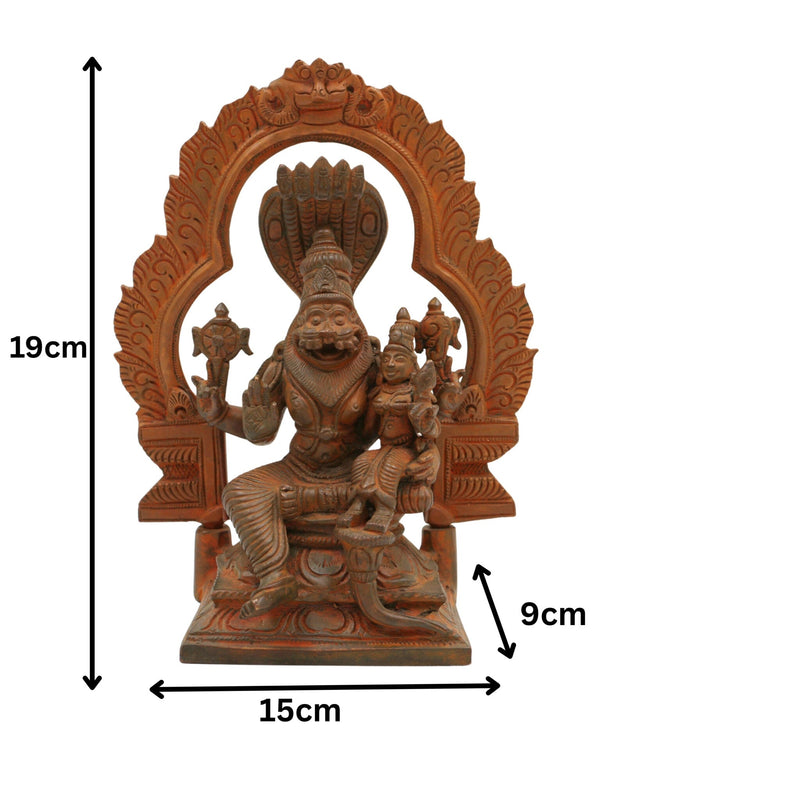 Handcrafted Bronze Panchaloha Lakshmi Narasimha Swamy Idol – Yoga Narasimha, Ugra Narasimha, Sri Narasimha Murti for Temple & Home Decor,Brown, 7.5 Inch, 1 Piece