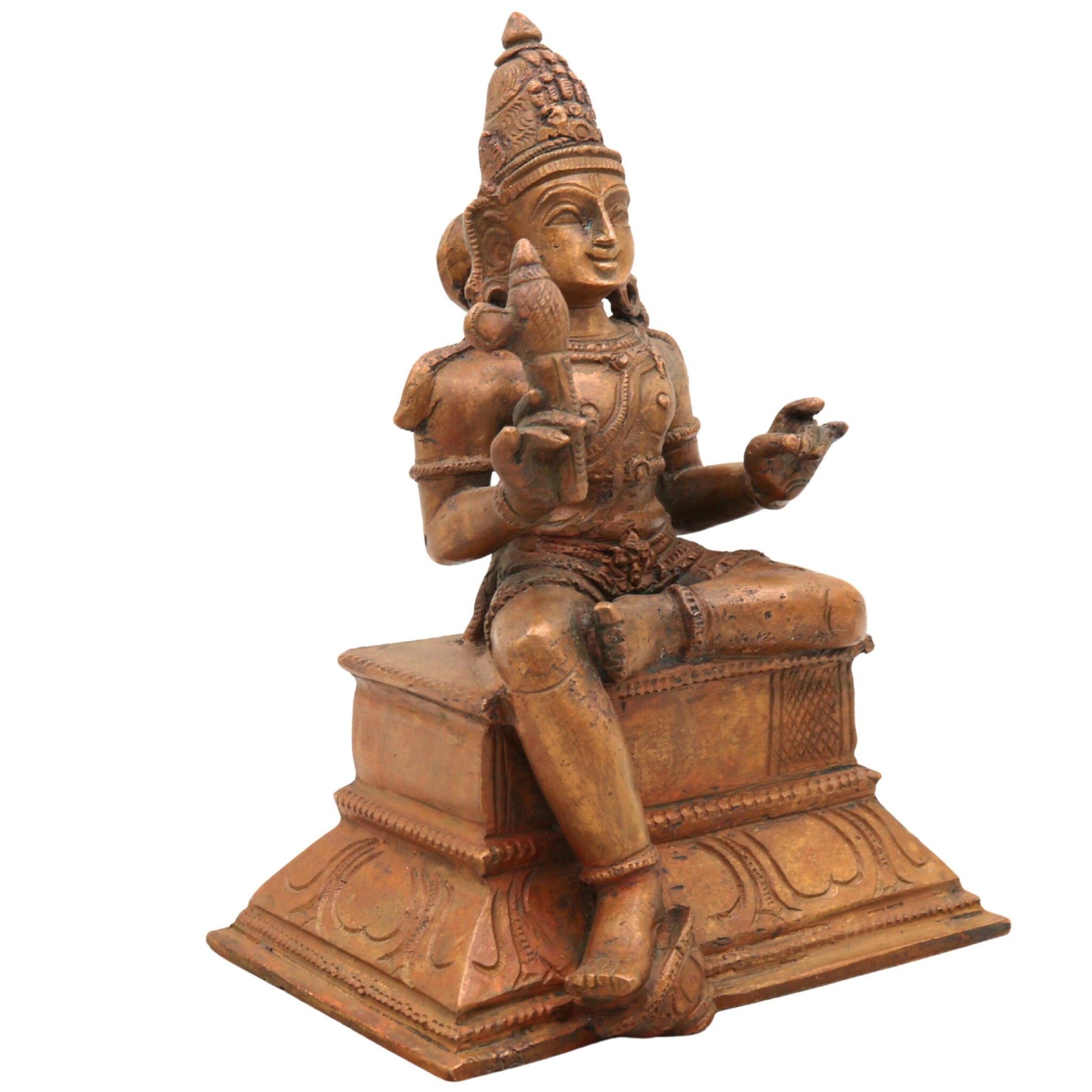Handcrafted Bronze Aiyanar Idol Panchaloha Village Guardian Deity Sastha Ayyanar Chola Art Sculpture for Temple Pooja Decor,Brown, 7 Inch, 1 Piece