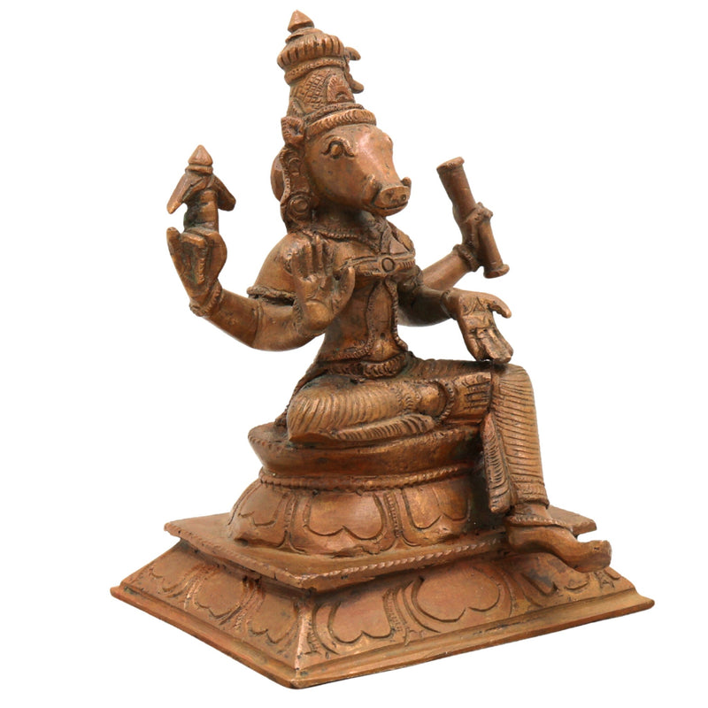 Handcrafted Bronze Panchaloha Varahi Devi Idol – Chola Art Varahi Amman | Ashta Matrika Barahi Mata Temple Sculpture,Brown, 6 Inch, 1 Piece