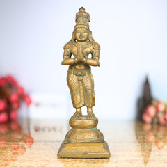Handcrafted Bronze Sundaran Murugan Idol | Panchaloha Lord Kartikeya Skanda Subramanya Swamy Statue in Chola Art for Pooja, Temple & Home Decor,Brown, 13.5 Inch, 1 Piece
