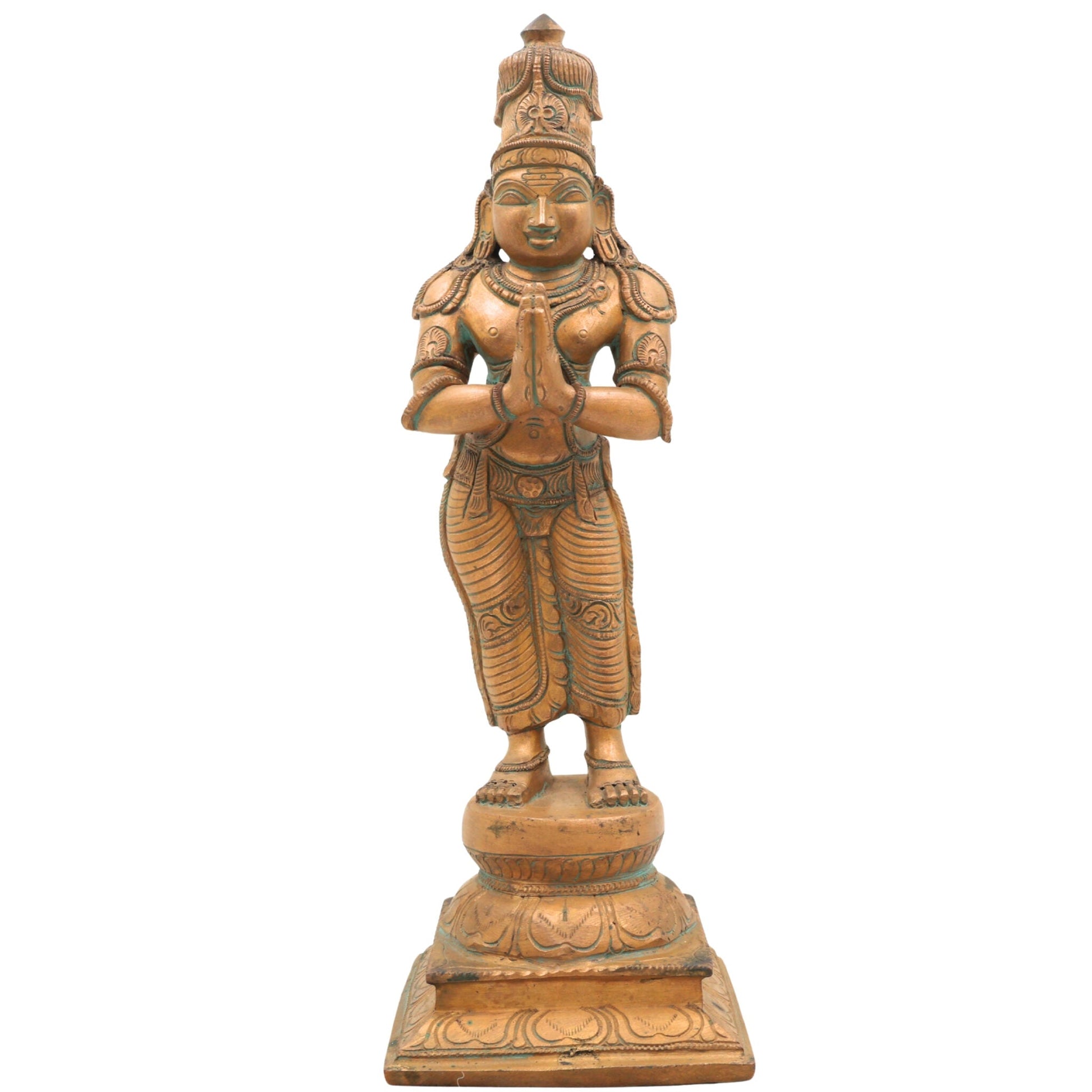 Handcrafted Bronze Sundaran Murugan Idol | Panchaloha Lord Kartikeya Skanda Subramanya Swamy Statue in Chola Art for Pooja, Temple & Home Decor,Brown, 13.5 Inch, 1 Piece