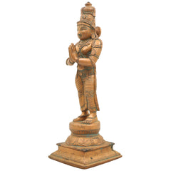 Handcrafted Bronze Sundaran Murugan Idol | Panchaloha Lord Kartikeya Skanda Subramanya Swamy Statue in Chola Art for Pooja, Temple & Home Decor,Brown, 13.5 Inch, 1 Piece