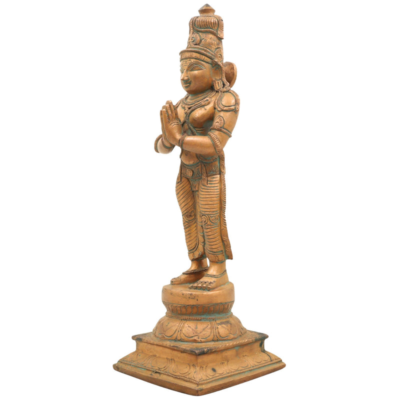 Handcrafted Bronze Sundaran Murugan Idol | Panchaloha Lord Kartikeya Skanda Subramanya Swamy Statue in Chola Art for Pooja, Temple & Home Decor,Brown, 13.5 Inch, 1 Piece