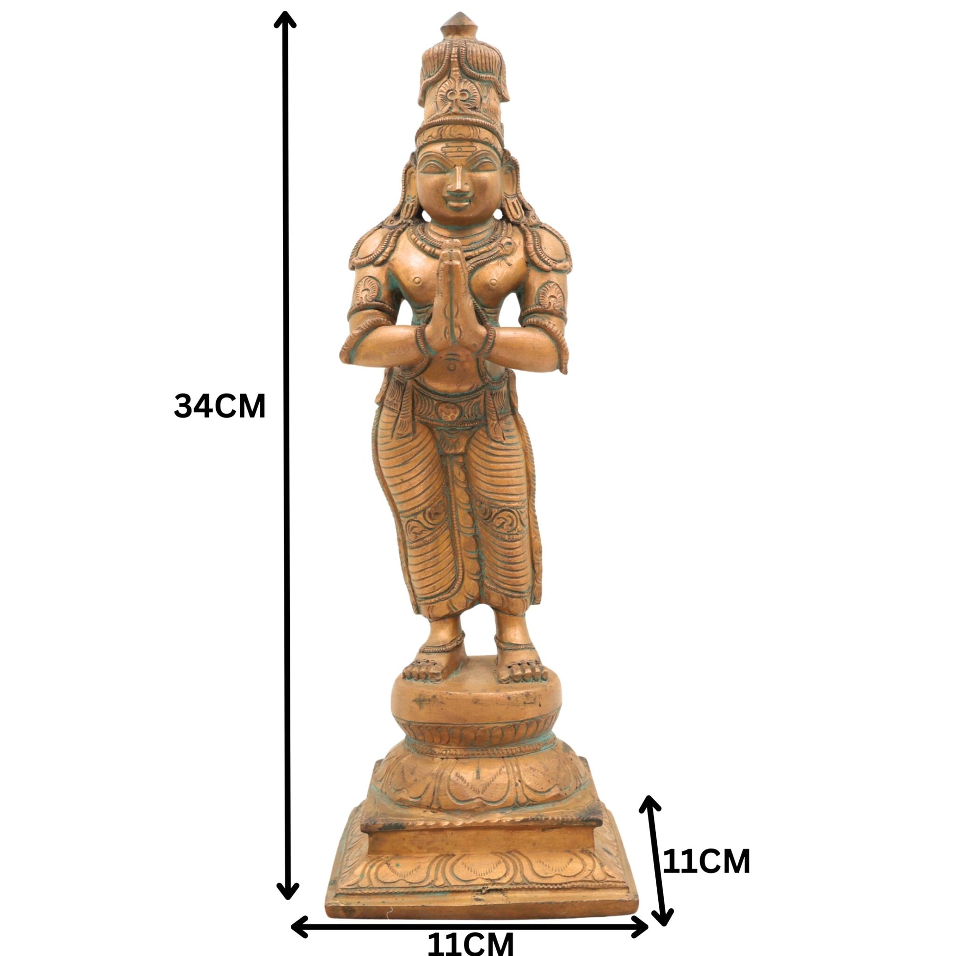 Handcrafted Bronze Sundaran Murugan Idol | Panchaloha Lord Kartikeya Skanda Subramanya Swamy Statue in Chola Art for Pooja, Temple & Home Decor,Brown, 13.5 Inch, 1 Piece