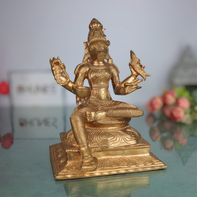 Handcrafted Bronze Varahi Devi Panchaloha Idol – Chola Art Varahi Amman, Ashta Matrika Varahi, Panchami Varahi, Temple Goddess Statue,Brown, 9 Inch, 1 Piece