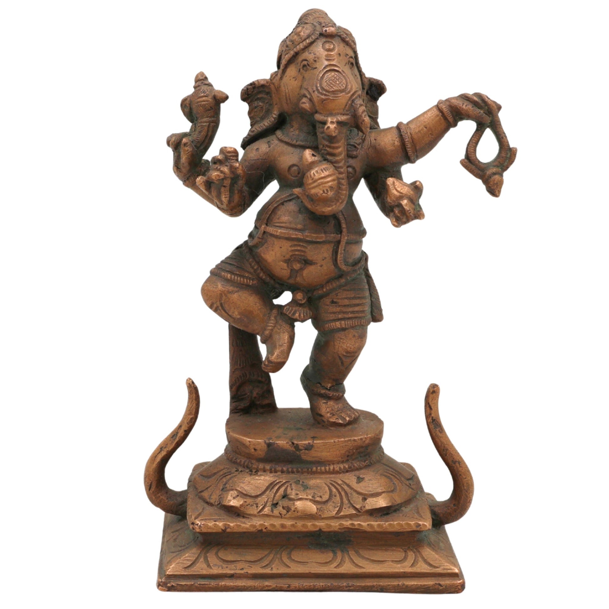 Handcrafted Panchaloha Bronze Ganesha Idol, Ganpati Vinayaka Ganapati Murti, Chola Art South Indian Statue for Pooja & Home Decor, Brown, 5 Inch, 1 Piece