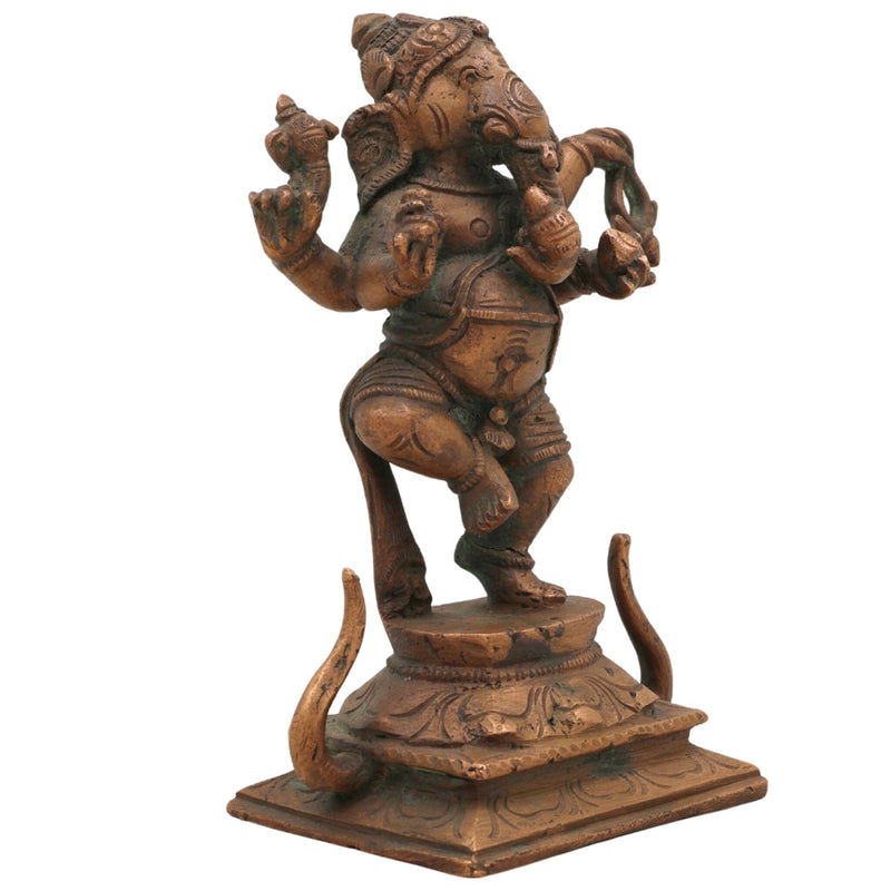 Handcrafted Panchaloha Bronze Ganesha Idol, Ganpati Vinayaka Ganapati Murti, Chola Art South Indian Statue for Pooja & Home Decor, Brown, 5 Inch, 1 Piece