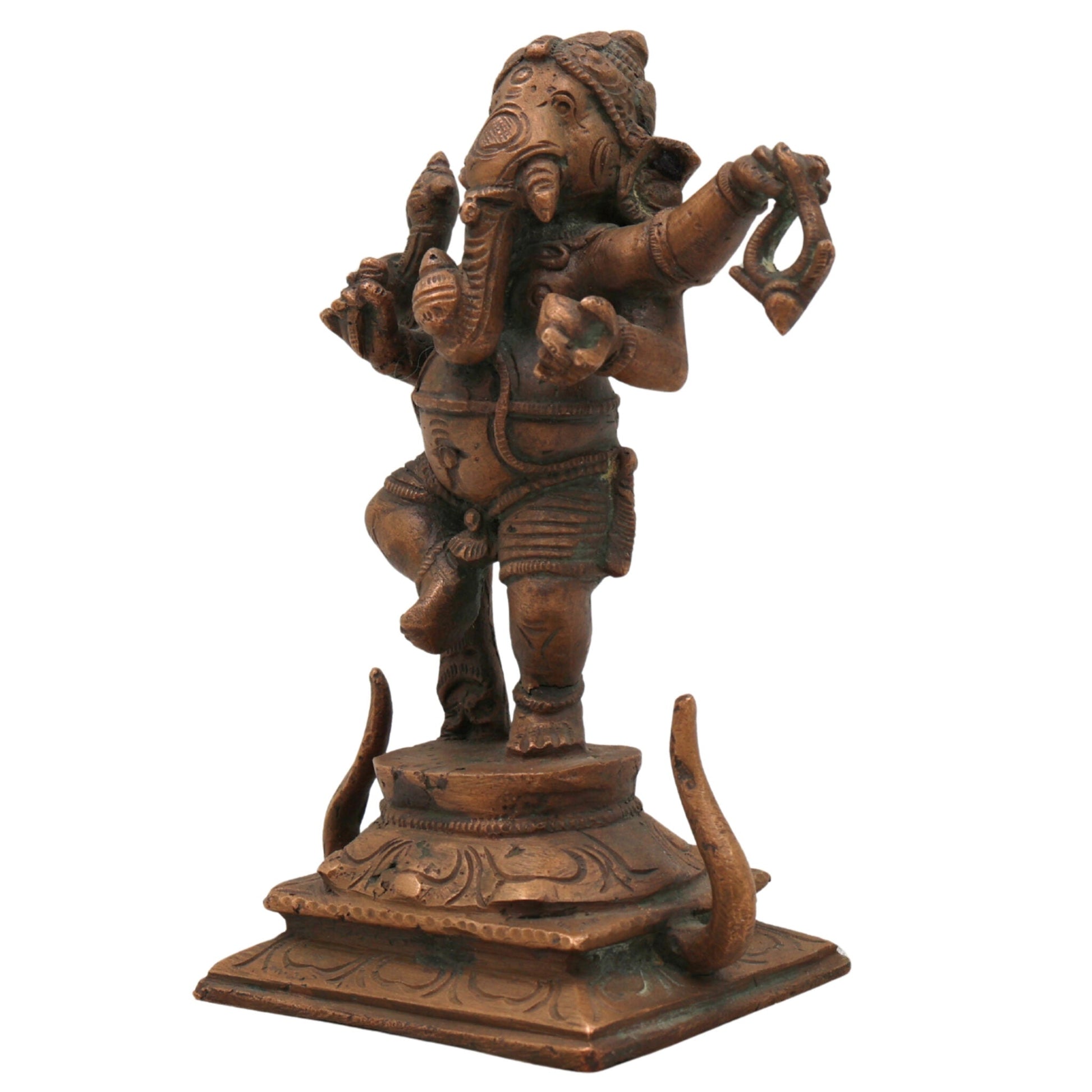 Handcrafted Panchaloha Bronze Ganesha Idol, Ganpati Vinayaka Ganapati Murti, Chola Art South Indian Statue for Pooja & Home Decor, Brown, 5 Inch, 1 Piece