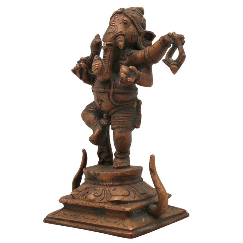 Handcrafted Panchaloha Bronze Ganesha Idol, Ganpati Vinayaka Ganapati Murti, Chola Art South Indian Statue for Pooja & Home Decor, Brown, 5 Inch, 1 Piece