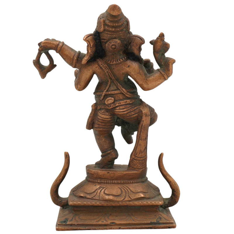 Handcrafted Panchaloha Bronze Ganesha Idol, Ganpati Vinayaka Ganapati Murti, Chola Art South Indian Statue for Pooja & Home Decor, Brown, 5 Inch, 1 Piece