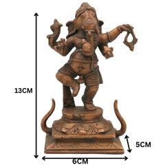 Handcrafted Panchaloha Bronze Ganesha Idol, Ganpati Vinayaka Ganapati Murti, Chola Art South Indian Statue for Pooja & Home Decor, Brown, 5 Inch, 1 Piece