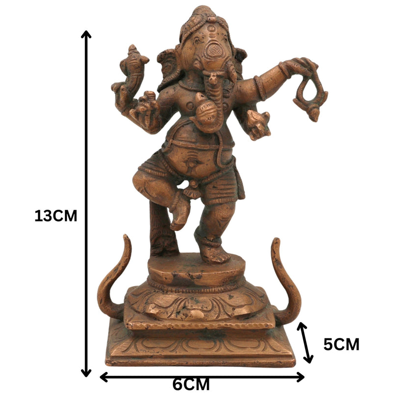 Handcrafted Panchaloha Bronze Ganesha Idol, Ganpati Vinayaka Ganapati Murti, Chola Art South Indian Statue for Pooja & Home Decor, Brown, 5 Inch, 1 Piece