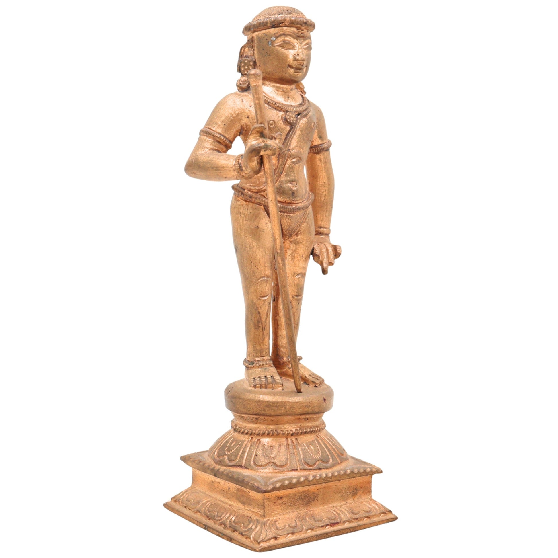 Handmade Swamimalai Murugan Idol in Bronze & Panchaloha, South Indian Subramanya/Kartikeya/Shanmukha Statue for Pooja & Home Temple,Brown, 6 Inch, 1 Piece