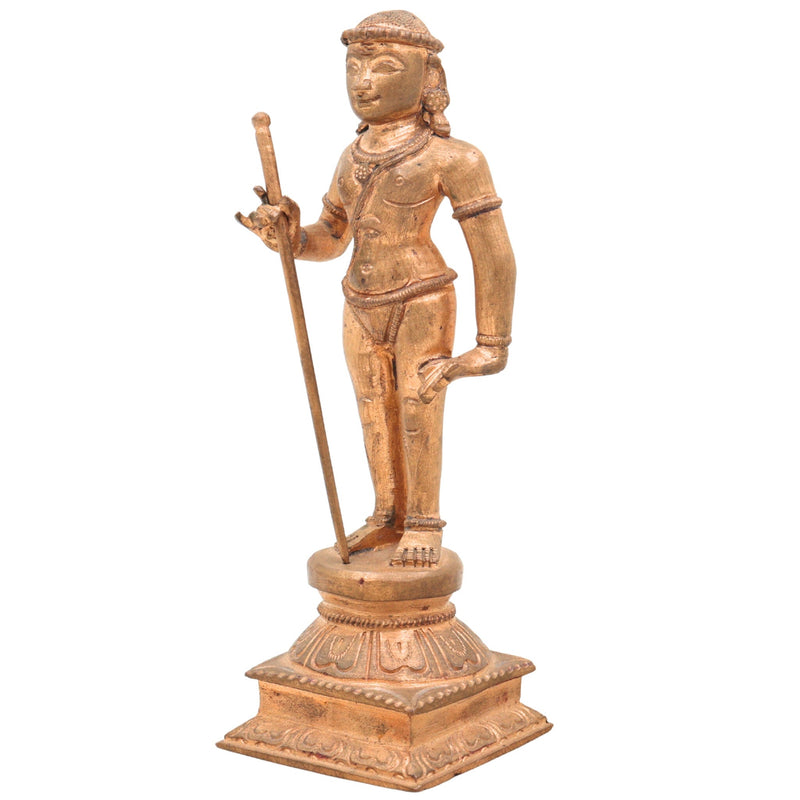 Handmade Swamimalai Murugan Idol in Bronze & Panchaloha, South Indian Subramanya/Kartikeya/Shanmukha Statue for Pooja & Home Temple,Brown, 6 Inch, 1 Piece