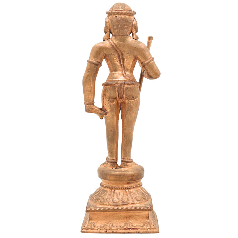 Handmade Swamimalai Murugan Idol in Bronze & Panchaloha, South Indian Subramanya/Kartikeya/Shanmukha Statue for Pooja & Home Temple,Brown, 6 Inch, 1 Piece