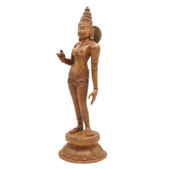 Handmade Bronze Parvati Idol | Panchaloha Gauri Uma Mahadevi Statue | South Indian Chola Art Devi Sculpture for Home Temple Decor,Brown, 13 Inch, 1 Piece