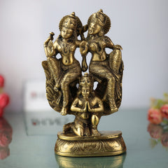Brass Narayana Lakshmi Garuda Vahana Idol | Vishnu Lakshmi Garuda Murti | Narayana Lakshmi Garuda Vigraha | Pooja Statue & Home Decor, Gold, 8 Inch, 1 Piece