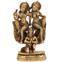 Brass Narayana Lakshmi Garuda Vahana Idol | Vishnu Lakshmi Garuda Murti | Narayana Lakshmi Garuda Vigraha | Pooja Statue & Home Decor, Gold, 8 Inch, 1 Piece