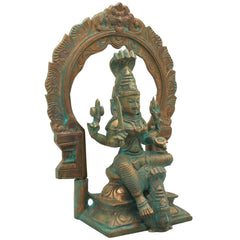 Handcrafted Bronze Panchaloha Mariamman Idol – South Indian Chola Art Maha Mariamman | Mariamma | Angalamman | Renuka Devi Temple Murti for Puja & Home Decor,Brown, 9 Inch, 1 Piece