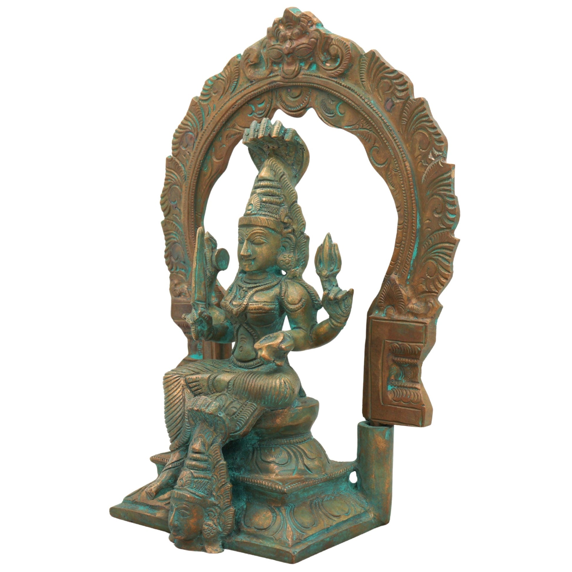 Handcrafted Bronze Panchaloha Mariamman Idol – South Indian Chola Art Maha Mariamman | Mariamma | Angalamman | Renuka Devi Temple Murti for Puja & Home Decor,Brown, 9 Inch, 1 Piece