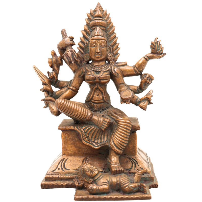 Handcrafted Bronze Panchaloha Mariamman Idol – Mari Amman / Mariamma / Maariamman Chola Art Temple Statue for Pooja, Home & Gifting,Brown, 5.5 Inch, 1 Piece