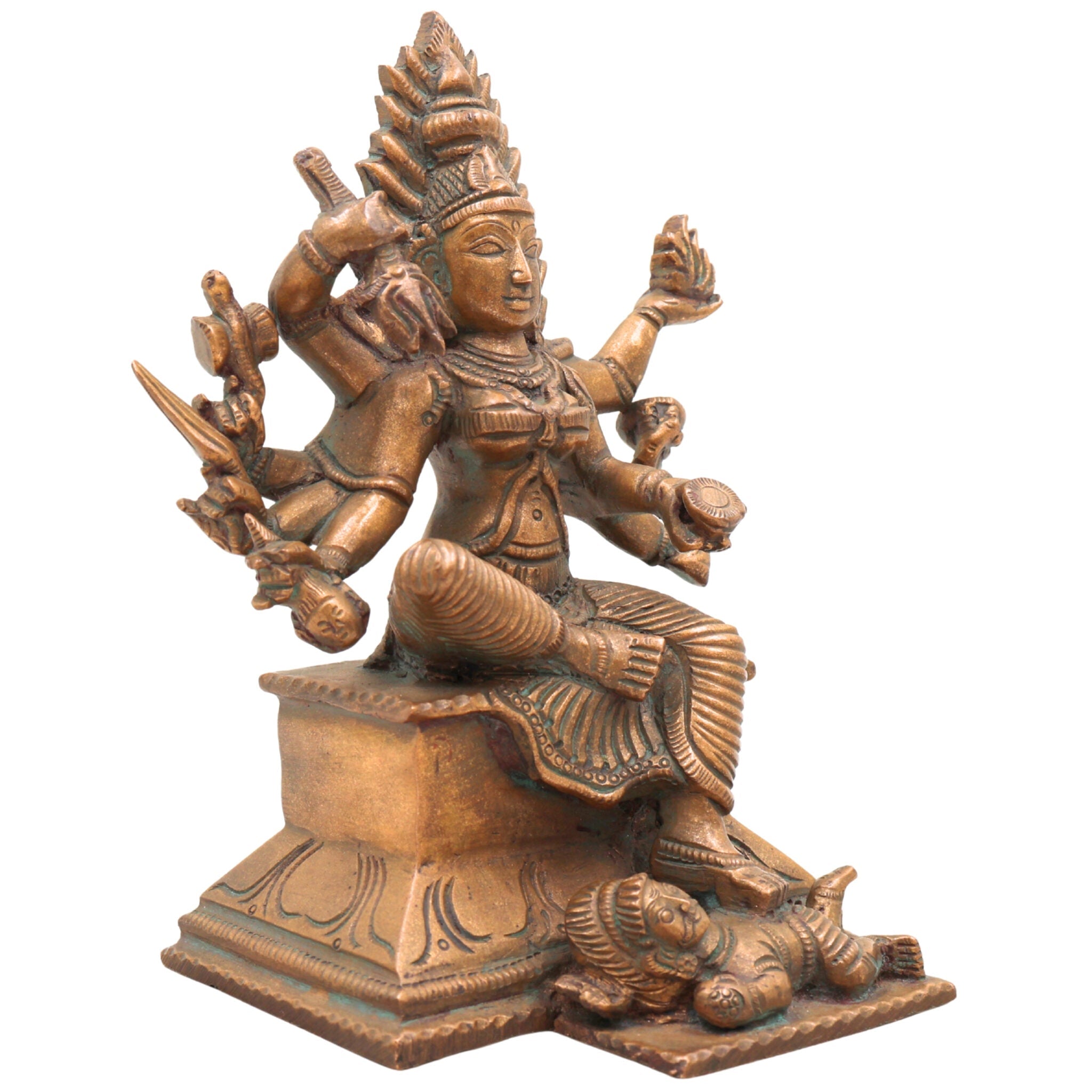 Handcrafted Bronze Panchaloha Mariamman Idol – Mari Amman / Mariamma / Maariamman Chola Art Temple Statue for Pooja, Home & Gifting,Brown, 5.5 Inch, 1 Piece