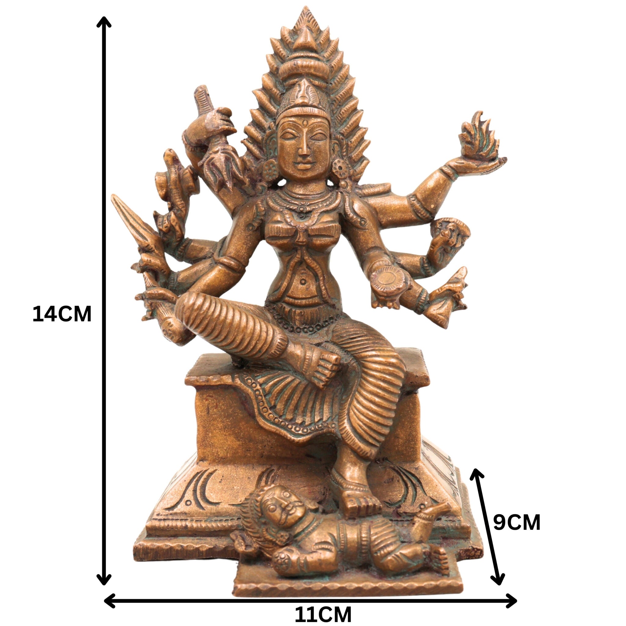 Handcrafted Bronze Panchaloha Mariamman Idol – Mari Amman / Mariamma / Maariamman Chola Art Temple Statue for Pooja, Home & Gifting,Brown, 5.5 Inch, 1 Piece