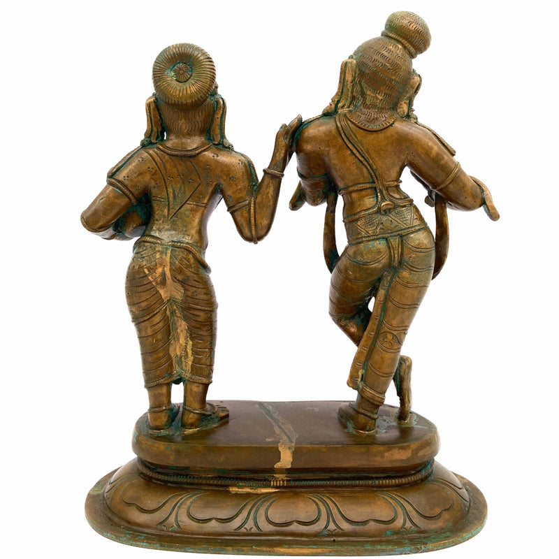 Handcrafted Panchaloha Radha Krishna Idol | Bronze, Brass & Ashtadhatu Divine Murti for Pooja, Temple, Home Decor & Gift, Brown, 10 Inch, 1 Piece