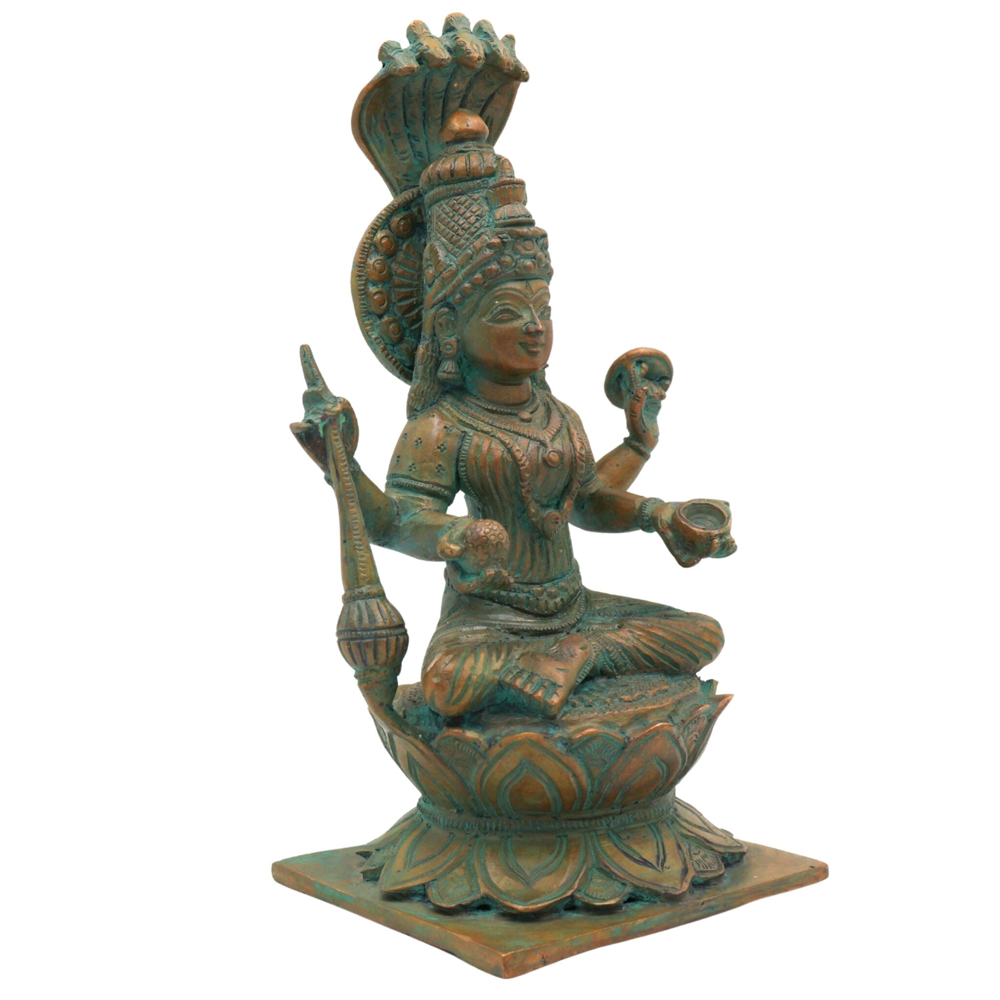 Handcrafted Bronze Panchaloha Mariamman Idol | Mariamma, Samayapuram Mariamman, Angalamman, Kula Deivam, Maha Mariamman Silai for Temple & Home Decor,Brown, 9 Inch, 1 Piece
